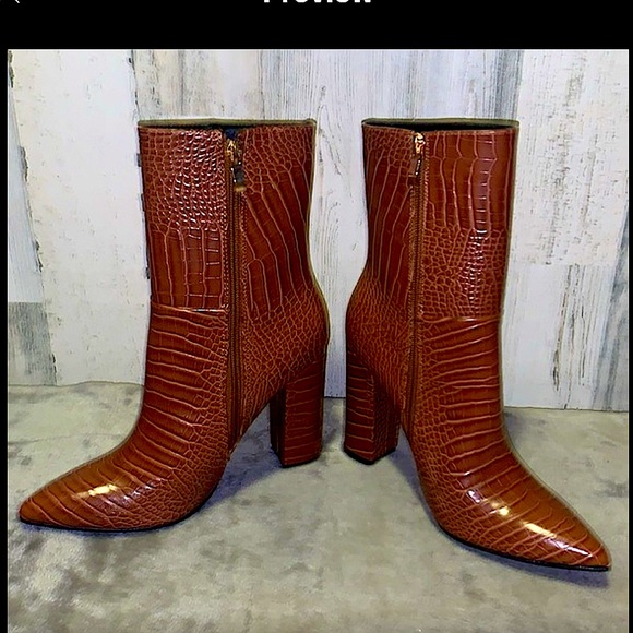 Lulus croc embossed GORGEOUS above ankle boots/booties NWOT! - Picture 2 of 8